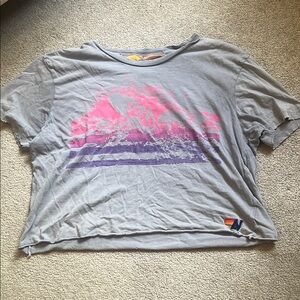 Aviator Nation Gray T-Shirt with Yellow and Orange Accents